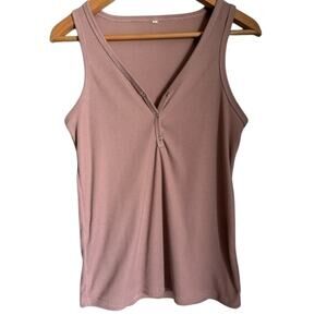 Light Pink V Neck Knit Tank Top Women's Small